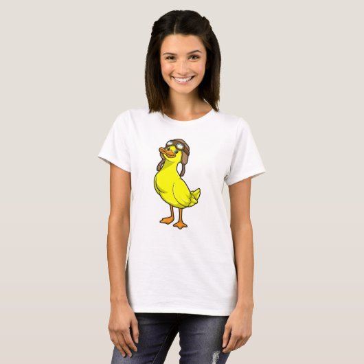 Duck als piloot met Pet & Goggles T-shirt (Voorkant volledig)