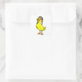 Duck als piloot met Pet & Goggles Vierkante Sticker (Tas)