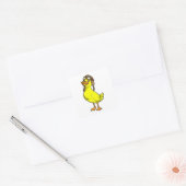 Duck als piloot met Pet & Goggles Vierkante Sticker (Envelop)