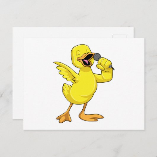 Duck als Singer met Microfoon Briefkaart (Voorkant / Achterkant)