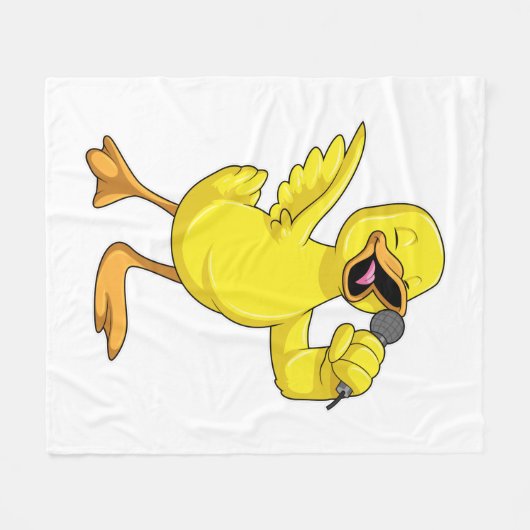 Duck als Singer met Microfoon Fleece Deken (Voorkant (Horizontaal))