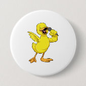 Duck als Singer met Microfoon Ronde Button 7,6 Cm (Voorkant)