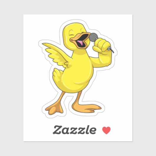Duck als Singer met Microfoon Sticker (Vel)