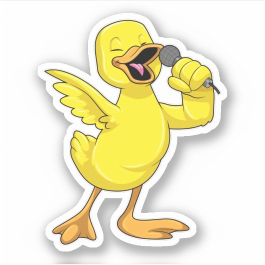 Duck als Singer met Microfoon Sticker (Voorkant)