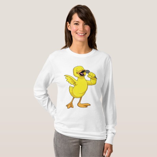 Duck als Singer met Microfoon T-shirt (Voorkant volledig)