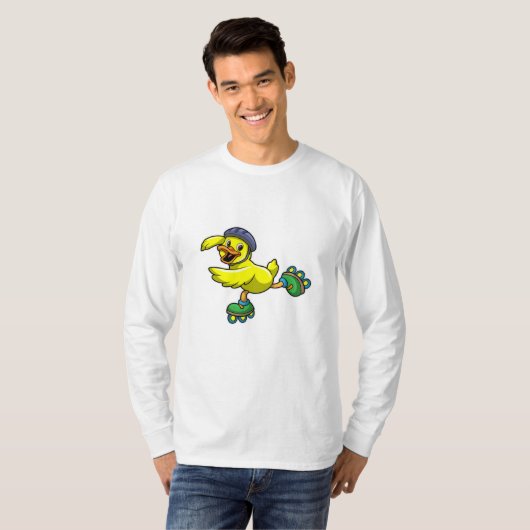 Duck als Skater met Schaatsen en helm T-shirt (Voorkant volledig)