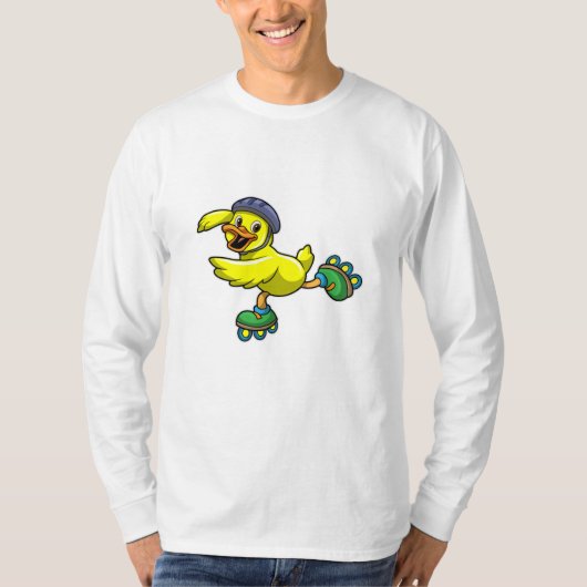 Duck als Skater met Schaatsen en helm T-shirt (Voorkant)