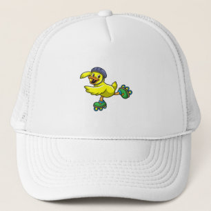 Duck als Skater met Schaatsen en helm Trucker Pet