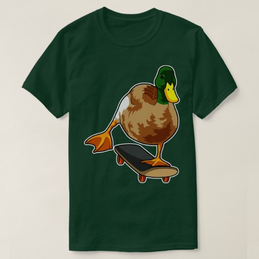 Duck als Skater met Skateboard 2 T-shirt (Design voorkant)