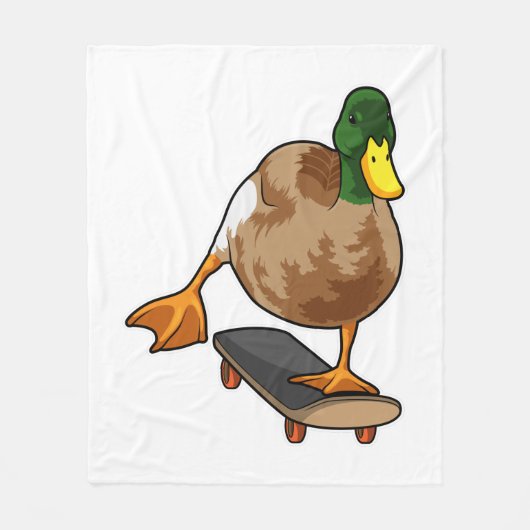 Duck als Skater met Skateboard Fleece Deken (Voorkant)