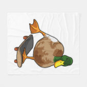 Duck als Skater met Skateboard Fleece Deken (Voorkant (Horizontaal))