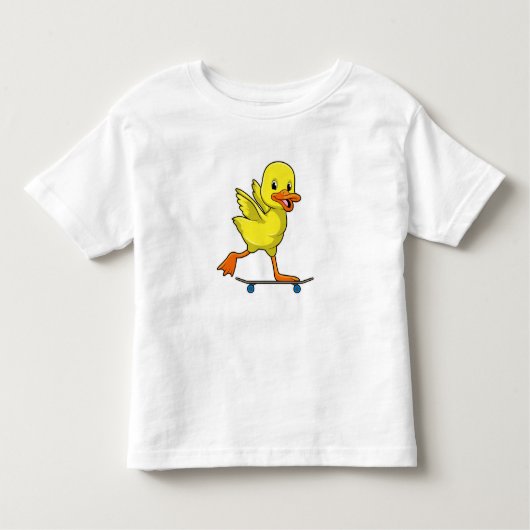 Duck als Skater met Skateboard Kinder Shirts (Voorkant)