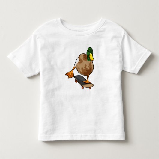 Duck als Skater met Skateboard Kinder Shirts (Voorkant)