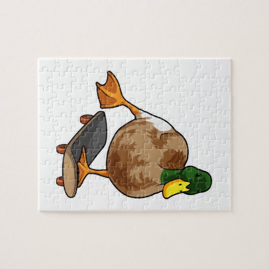 Duck als Skater met Skateboard Legpuzzel (Horizontaal)