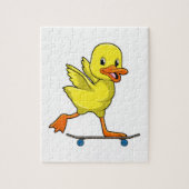 Duck als Skater met Skateboard Legpuzzel (Verticaal)
