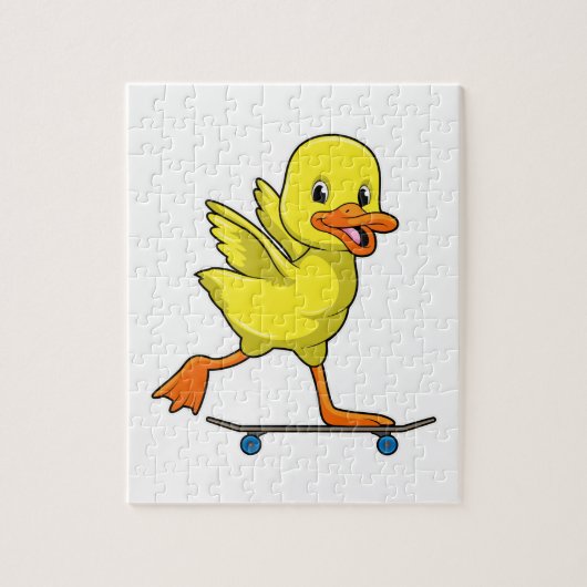 Duck als Skater met Skateboard Legpuzzel (Verticaal)