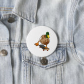 Duck als Skater met Skateboard Ronde Button 7,6 Cm (In situ)