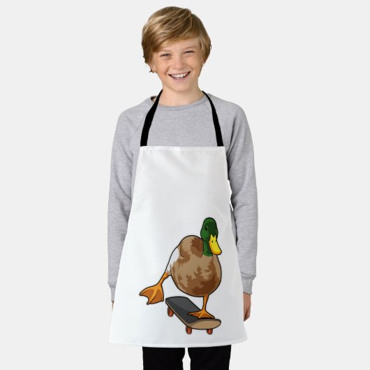 Duck als Skater met Skateboard Schort (Gedragen)