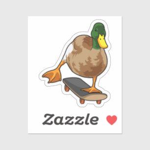 Duck als Skater met Skateboard Sticker