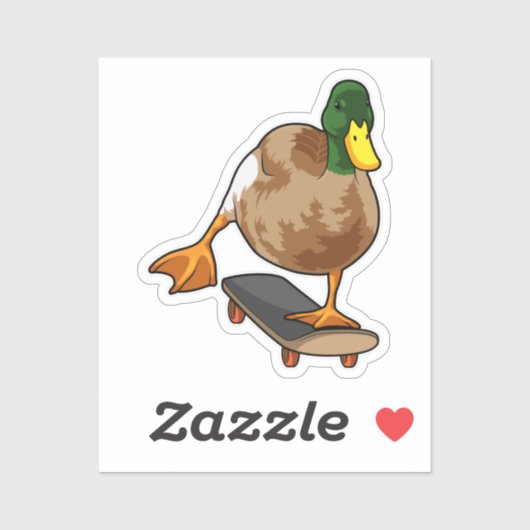 Duck als Skater met Skateboard Sticker (Vel)
