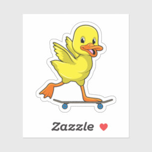Duck als Skater met Skateboard Sticker
