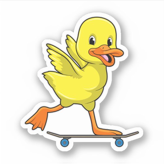 Duck als Skater met Skateboard Sticker (Voorkant)