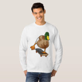 Duck als Skater met Skateboard T-shirt (Voorkant volledig)