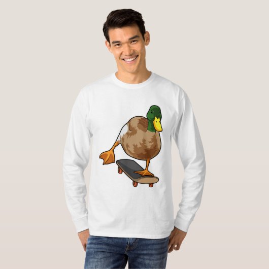 Duck als Skater met Skateboard T-shirt (Voorkant volledig)