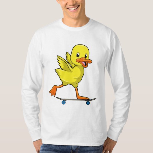 Duck als Skater met Skateboard T-shirt (Voorkant)