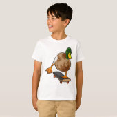 Duck als Skater met Skateboard T-shirt (Voorkant volledig)