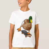 Duck als Skater met Skateboard T-shirt (Voorkant)