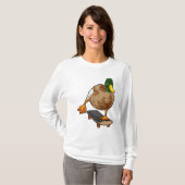 Duck als Skater met Skateboard T-shirt (Voorkant volledig)