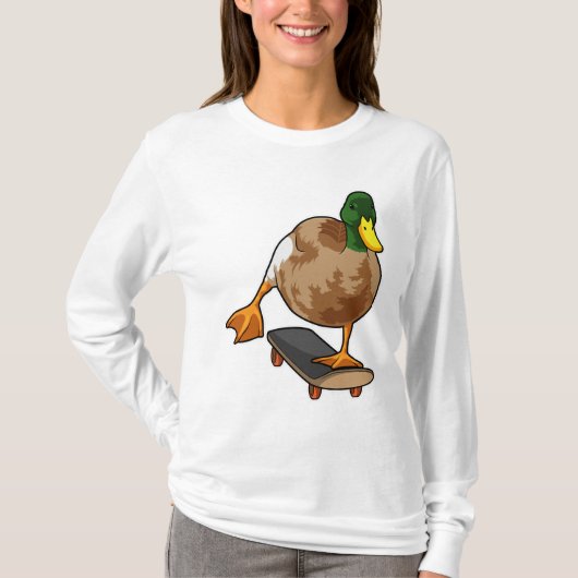 Duck als Skater met Skateboard T-shirt (Voorkant)