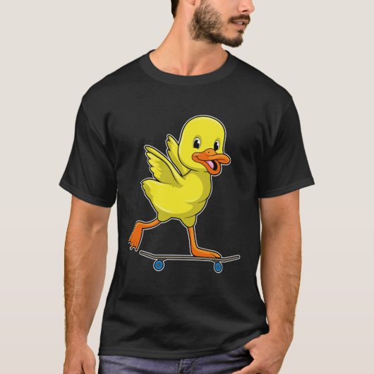 Duck als Skater met Skateboard T-shirt (Voorkant)