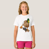 Duck als Skater met Skateboard T-shirt (Voorkant volledig)