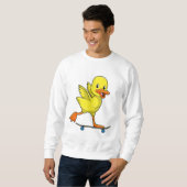 Duck als Skater met Skateboard Trui (Voorkant volledig)