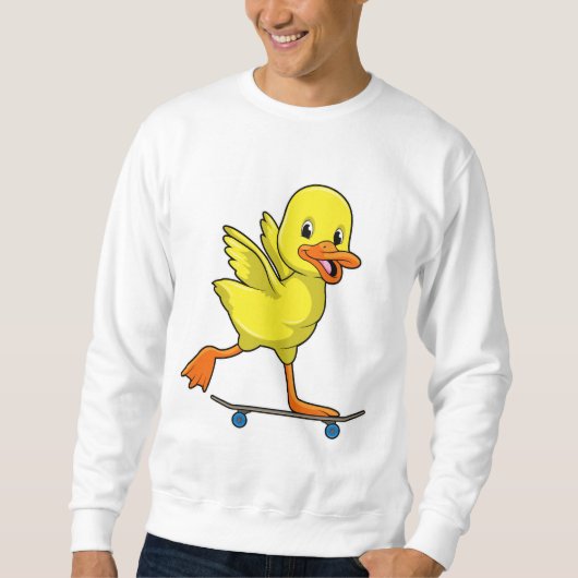Duck als Skater met Skateboard Trui (Voorkant)