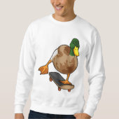 Duck als Skater met Skateboard Trui (Voorkant)