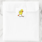Duck als Skater met Skateboard Vierkante Sticker (Tas)