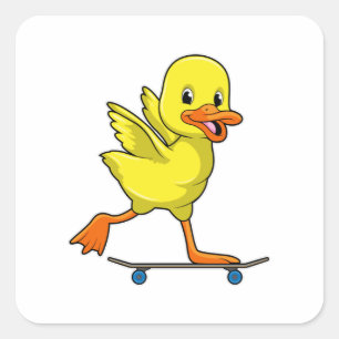 Duck als Skater met Skateboard Vierkante Sticker