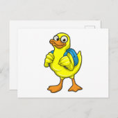 Duck als student met rugzak briefkaart (Voorkant / Achterkant)