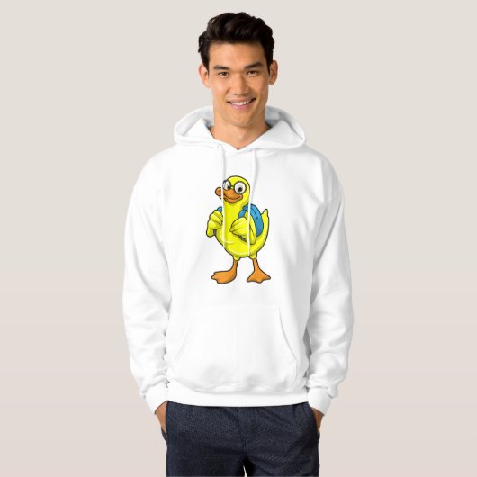 Duck als student met rugzak hoodie (Voorkant volledig)