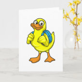 Duck als student met rugzak kaart (Gele Bloem)
