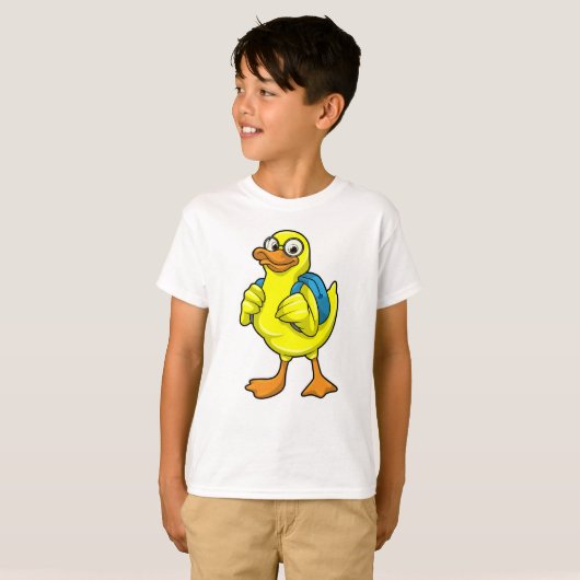 Duck als student met rugzak t-shirt (Voorkant volledig)