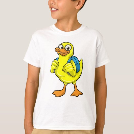 Duck als student met rugzak t-shirt (Voorkant)