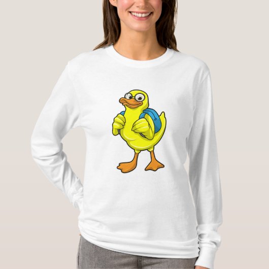 Duck als student met rugzak t-shirt (Voorkant)