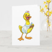Duck als verpleegster met hart kaart (Gele Bloem)