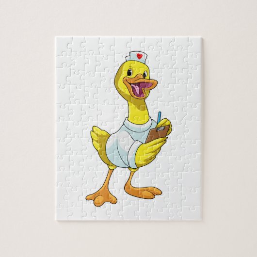 Duck als verpleegster met hart legpuzzel (Verticaal)