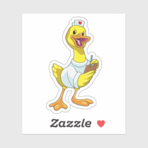 Duck als verpleegster met hart sticker
