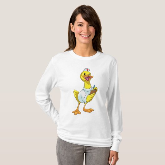 Duck als verpleegster met hart t-shirt (Voorkant volledig)